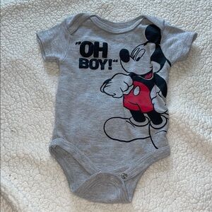 Disney Mickey Mouse Gray and Red Baby Bodysuit
